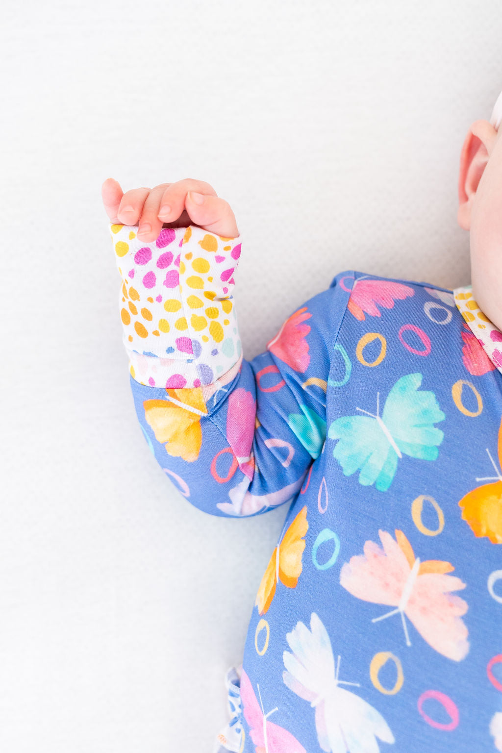 Butterflies Bamboo Ruffle Convertible Footie Baby Sleepwear Korrie