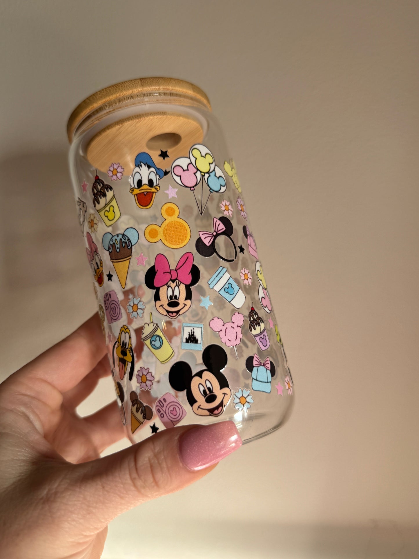 Glass 16oz Dream Cup with Bamboo Lid Disney