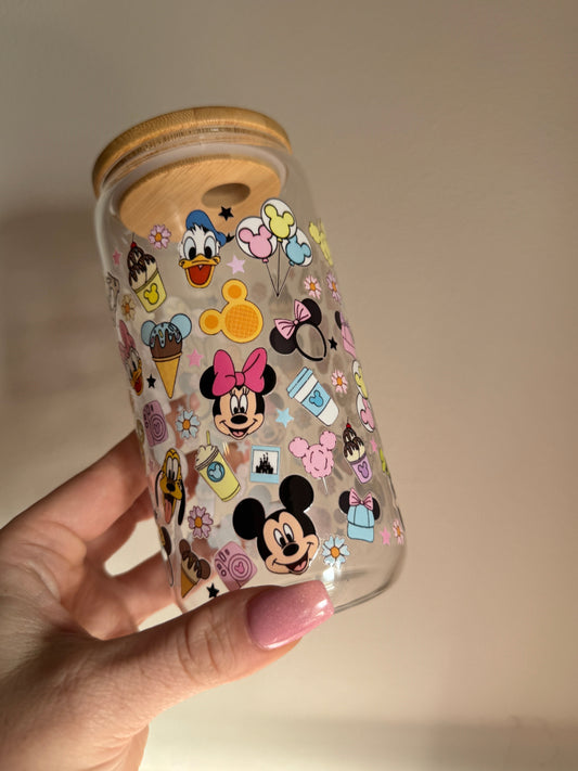 Glass 16oz Dream Cup with Bamboo Lid Disney