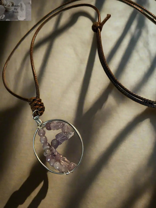 Adjustable Amethyst Necklace 4mm Beads with Stainless Steel Ring