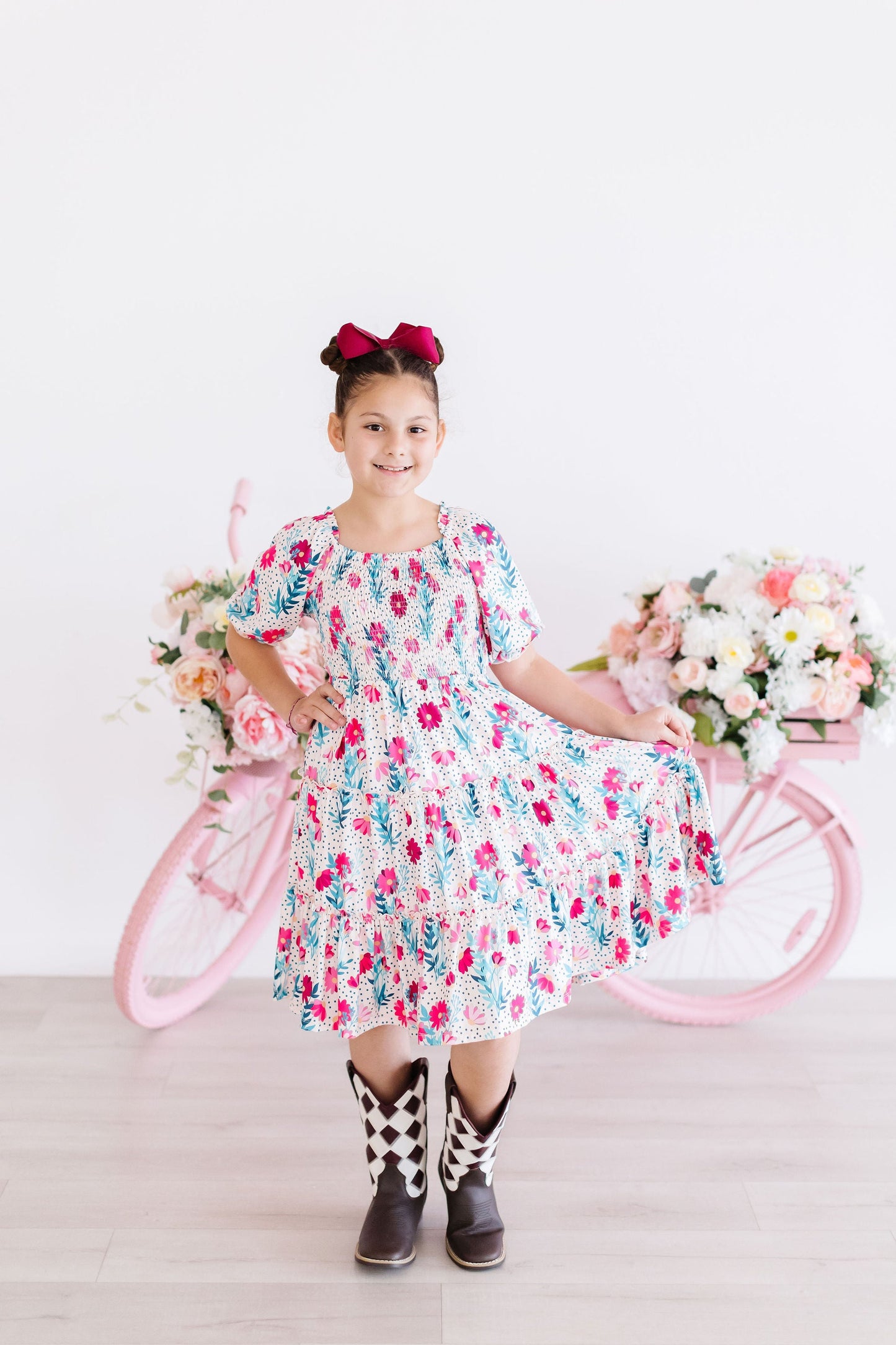 Smocked Ruffle Dress Comfortable Twirl-Worthy Dress Dots & Daisies