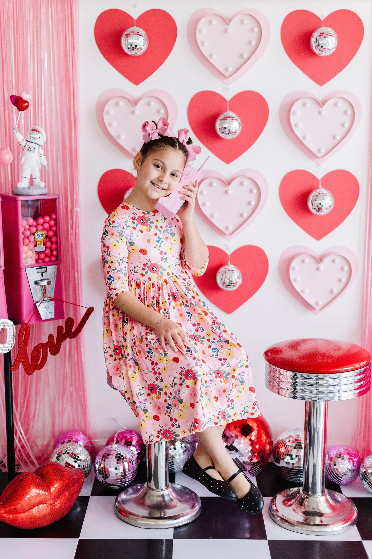 Bouquet Beauty 3/4 Sleeve Twirl Dress with Pocket