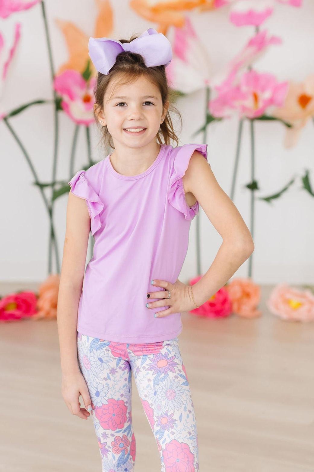 Bright Lilac Short Sleeve Ruffle Tee Mila & Rose®