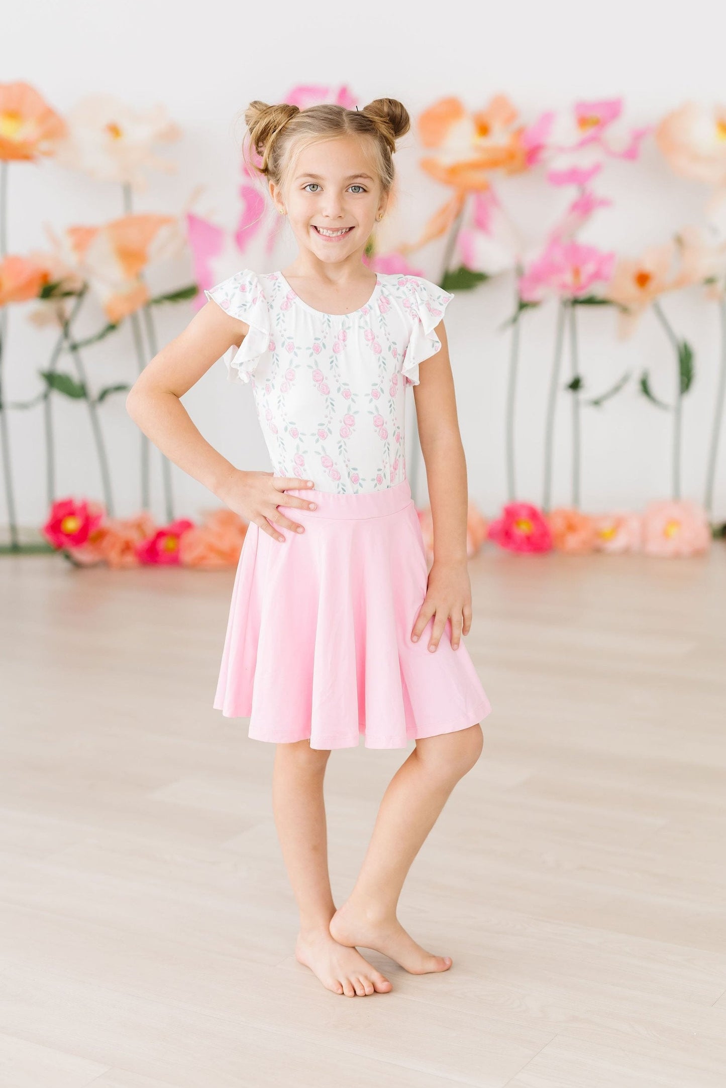 Bubblegum Pink Attached Shorts Twirl Skort Mila & Rose