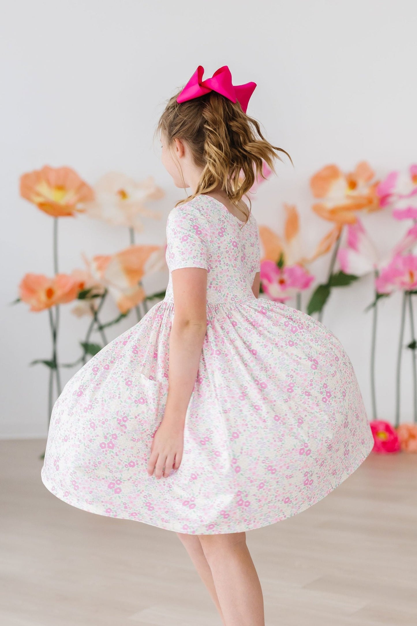 Twirl Pocket Dress Summer Short Sleeve Blooming Beauty