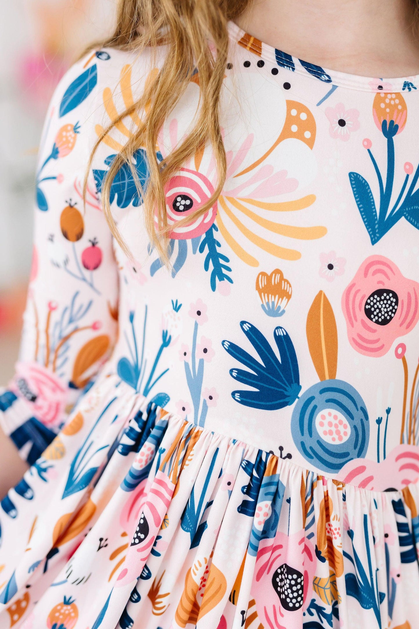 Blush Peony 3/4 Sleeve Pocket Twirl Dress Mila & Rose