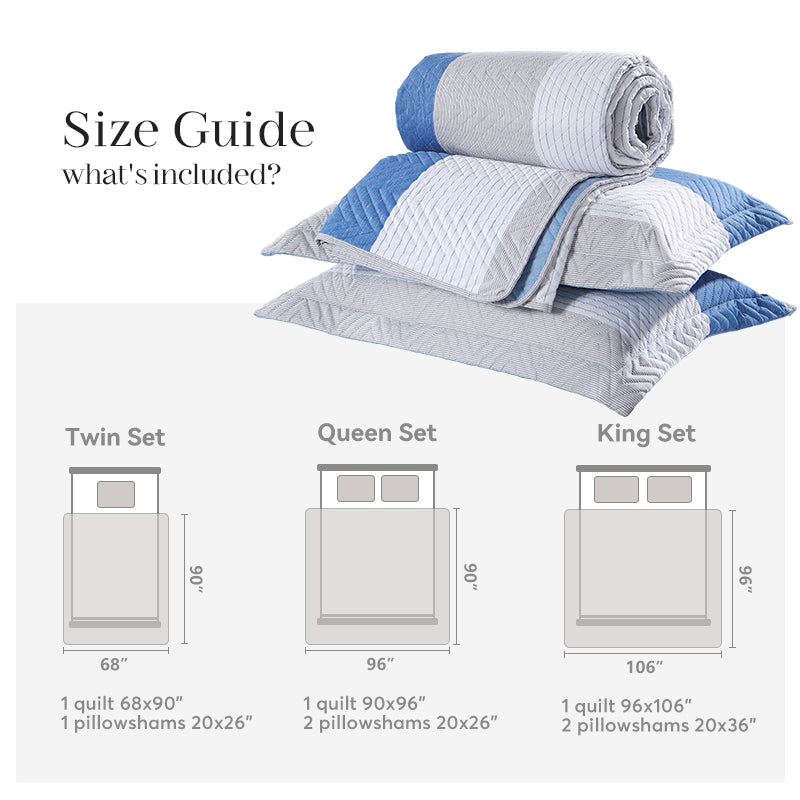 Lightweight Reversible Stripe Quilt Set Bedding Kasentex