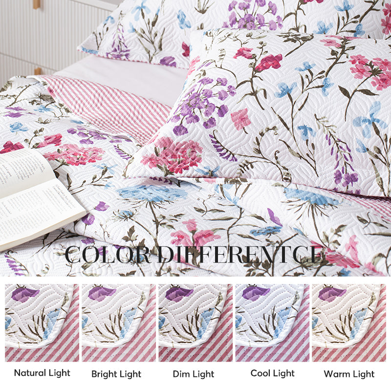 Floral Lightweight Reversible Quilt Set Kasentex