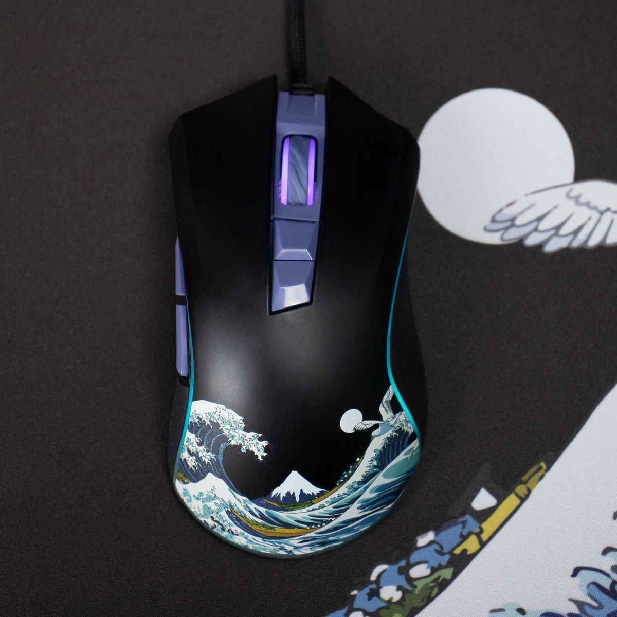 Kanagawa Themed Programmable Wired Gaming Mouse with 7 Buttons XVX G705