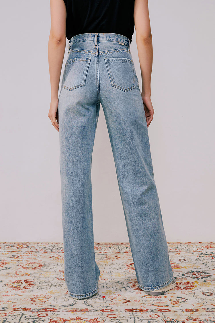 High Rise Baggy Jeans Mid-weight Denim Full Length Angeles