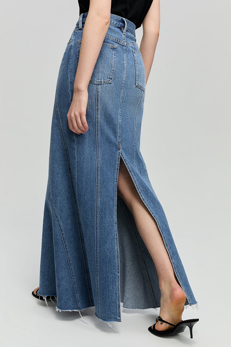 Ocean Wave Lightweight Denim Skirt Hey Joanie