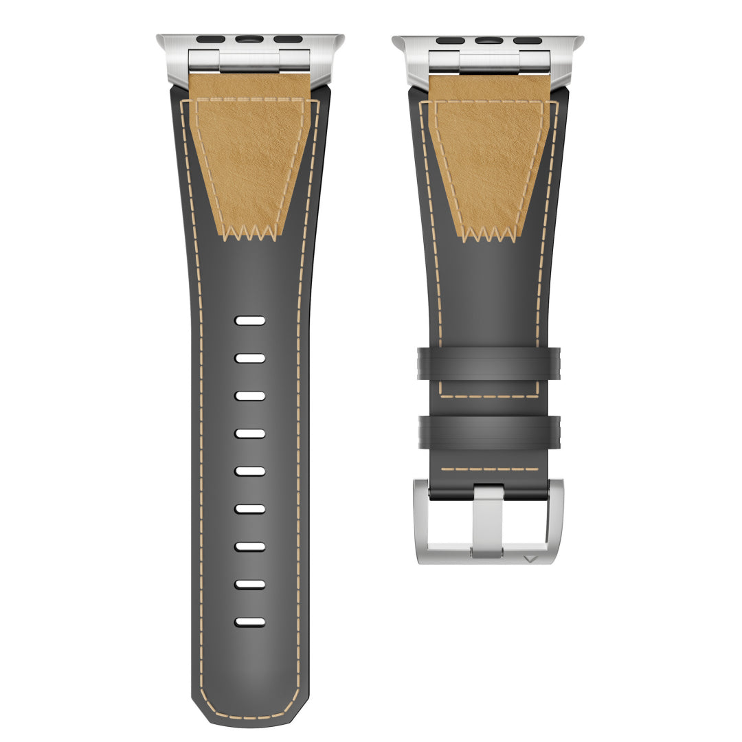 Dual-Tone Genuine Leather Band Stylish Apple Watch Band Dewell X