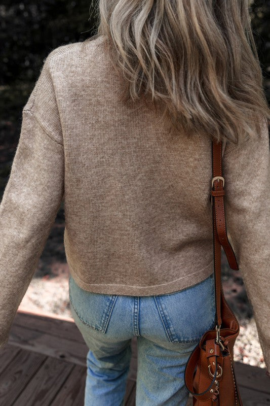 Polka Dot Drop Shoulder Sweater Cozy Warm Sweater