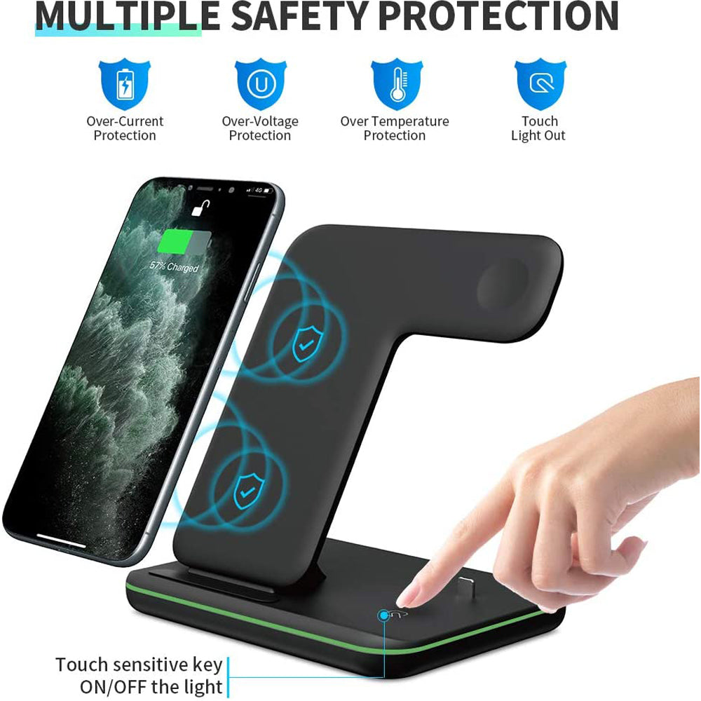 Wireless Charger 3 In 1 Compatible Mobile Phone Watch Earphone Charger Stand