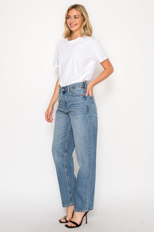 Unisex Tapered Baggy Jeans Mid Rise Relaxed Fit DAT1001BGM