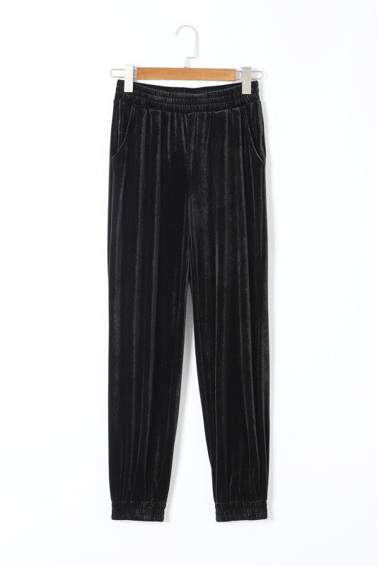 Velvet High-Waist Jogger Pants Solid Velvet Jogger Pants The Diamond Empire LLC
