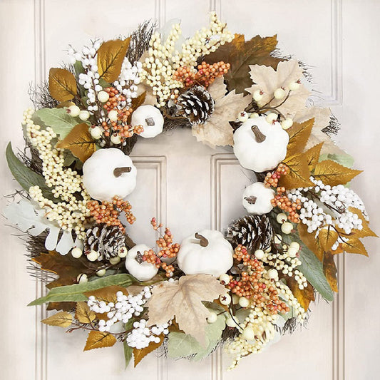 Thanksgiving Maple Leaf Pine Cone Wreath European Style Garland Door Hanging