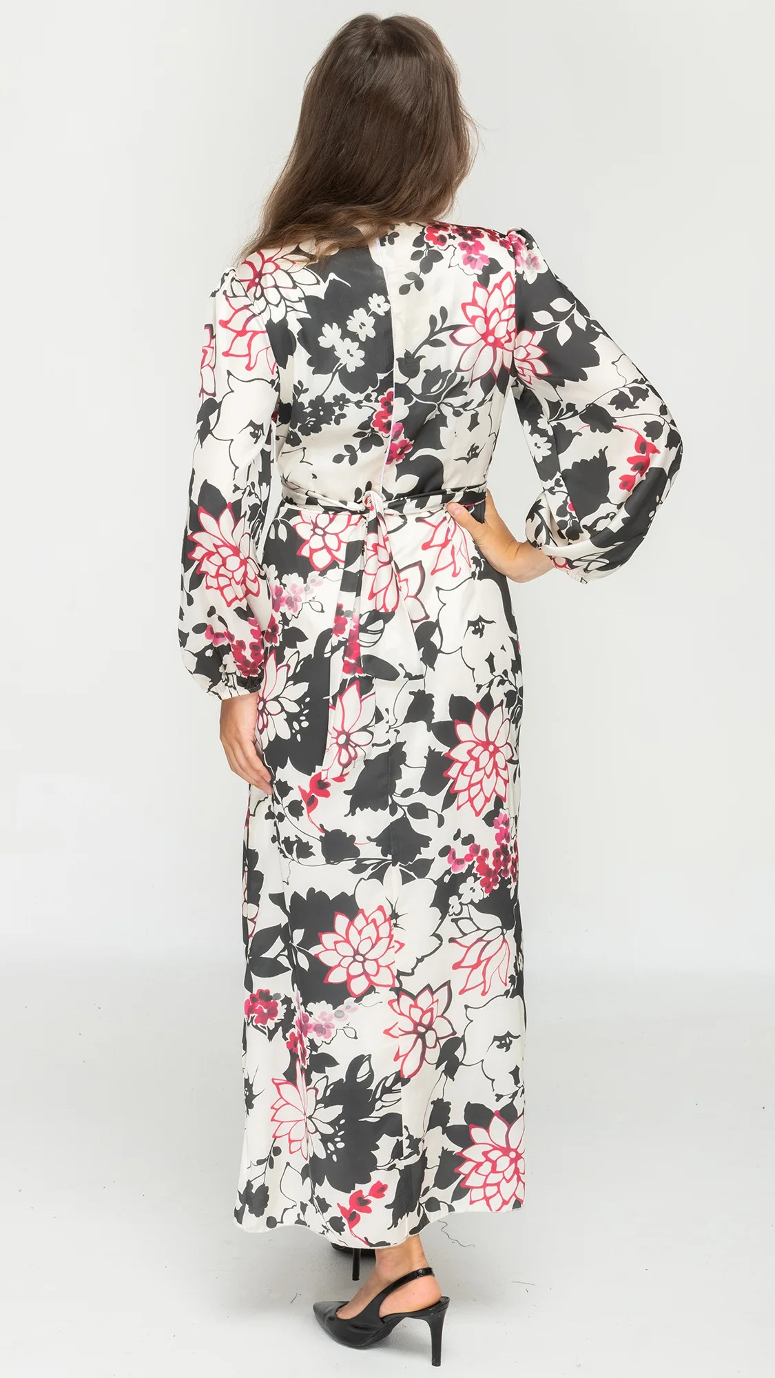 Satin Lightweight Wrap Dress with Front Tie