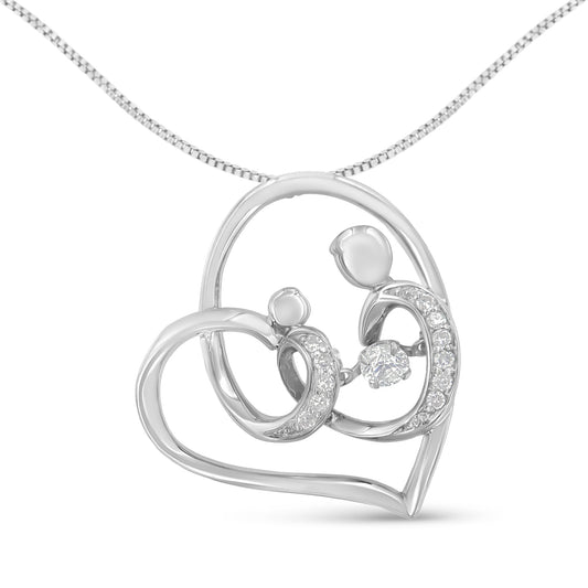 .925 Sterling Silver 1/6 Cttw Diamond Heart Pendant Necklace (H-I, I1-I2)