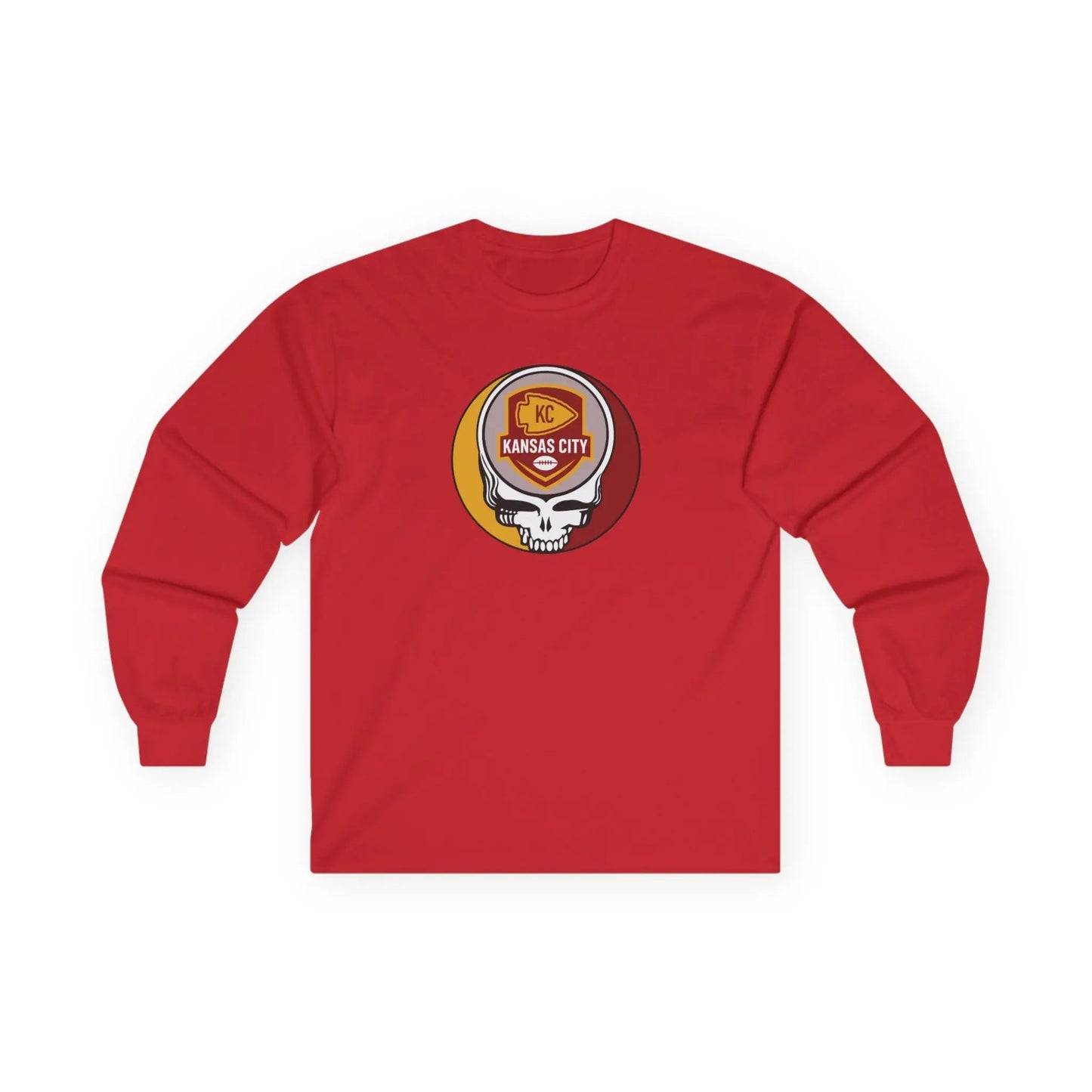 Grateful Dead Long Sleeve Tee Eco-Friendly Ultra Cotton NFL The Gridiron Collection Kansas City Chiefs