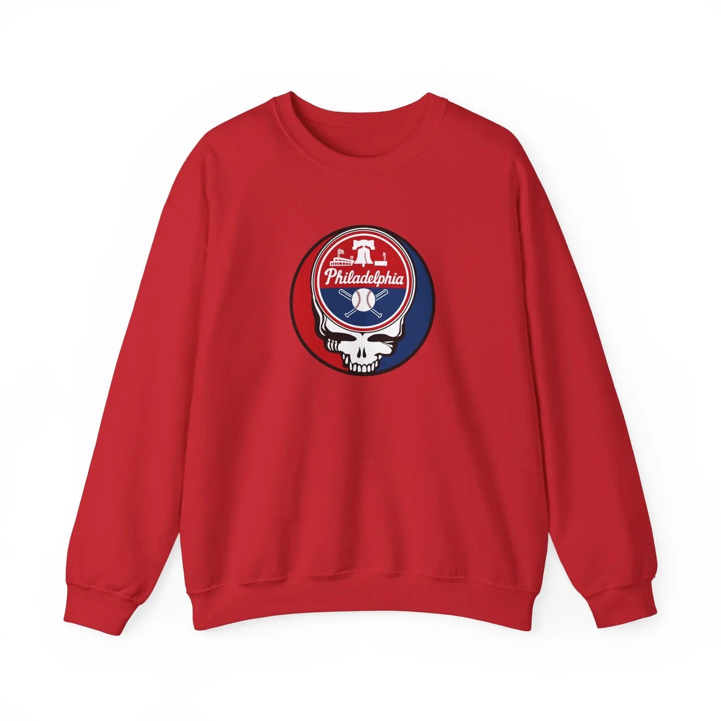 Grateful Dead Stealie Crewneck Sweatshirt Heavy Blend Philadelphia Baseball Edition MLB