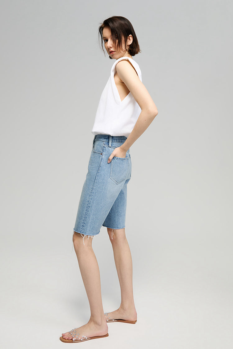 Coastal Breeze High-Rise Bermuda Shorts Denim HJ807