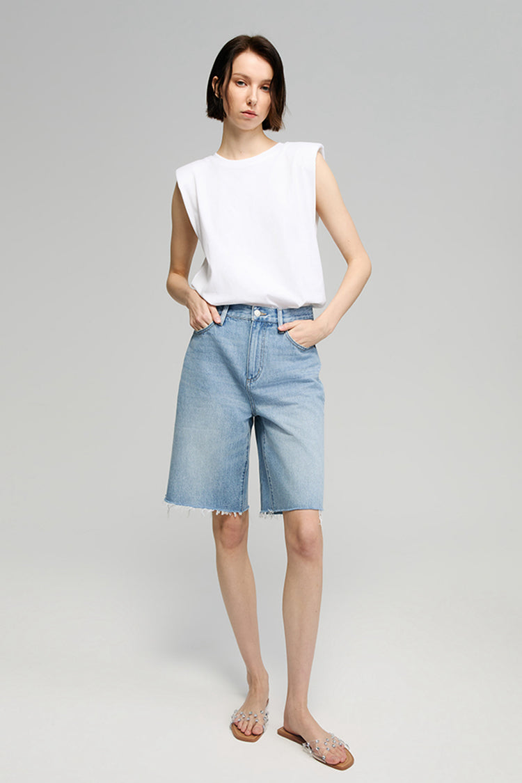 Coastal Breeze High-Rise Bermuda Shorts Denim HJ807