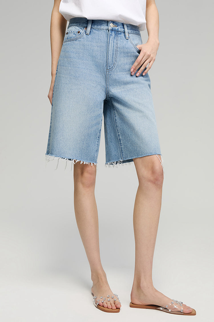 Coastal Breeze High-Rise Bermuda Shorts Denim HJ807