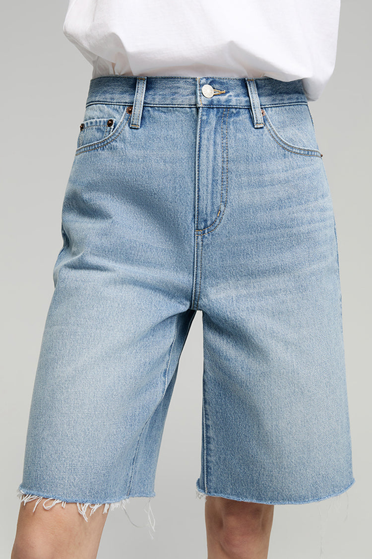 Coastal Breeze High-Rise Bermuda Shorts Denim HJ807