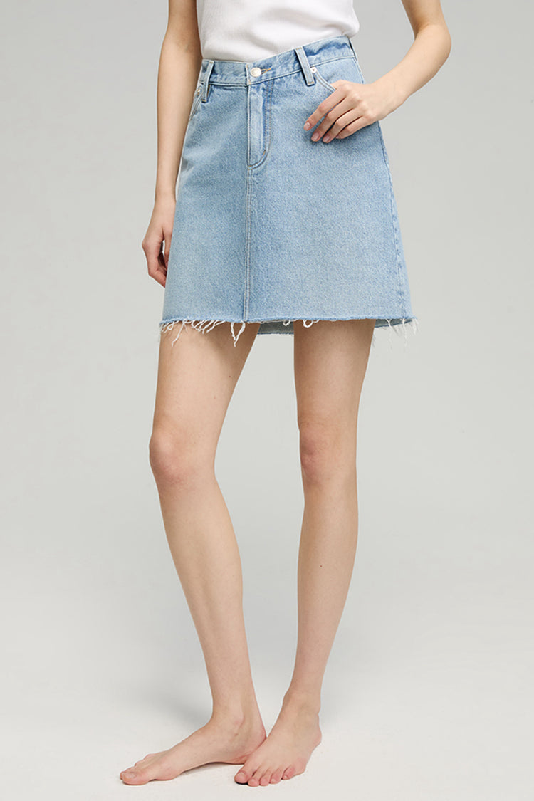 V-Waist Mini Skirt High-Rise Denim HJ811
