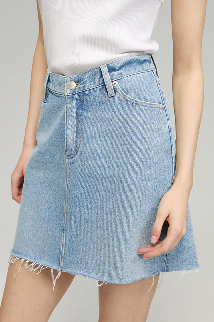 V-Waist Mini Skirt High-Rise Denim HJ811