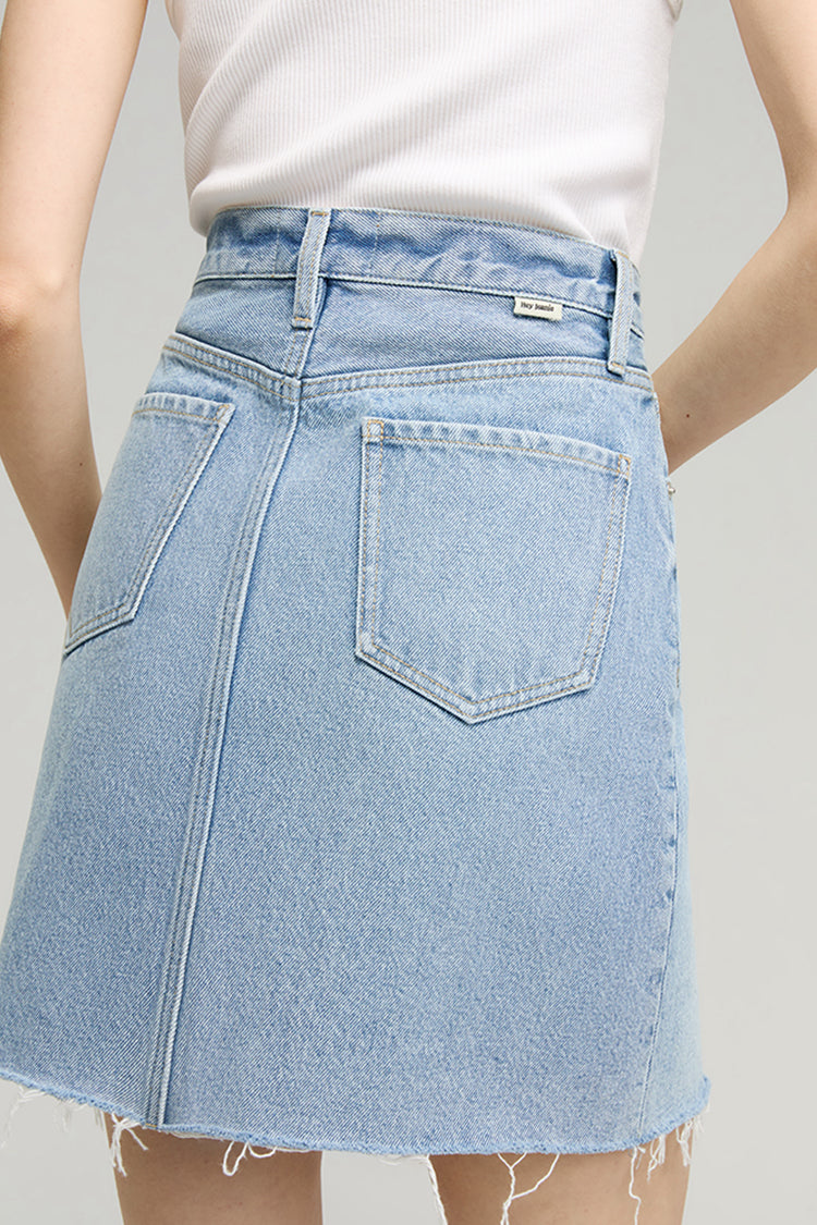 V-Waist Mini Skirt High-Rise Denim HJ811