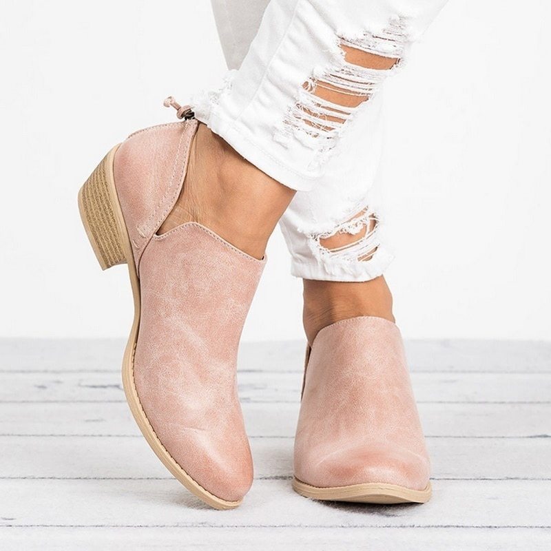 Autumn Retro High Heel Ankle Boots Women Shoes