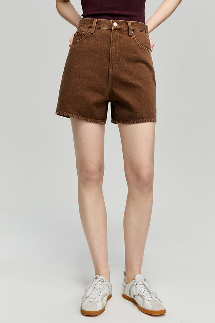 Denim Mid-weight High-rise Shorts Easy Buckle HJ820