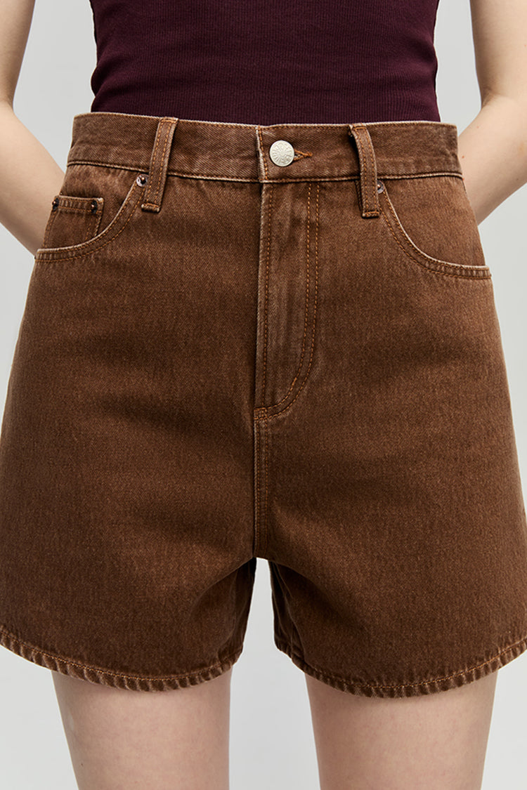 Denim Mid-weight High-rise Shorts Easy Buckle HJ820