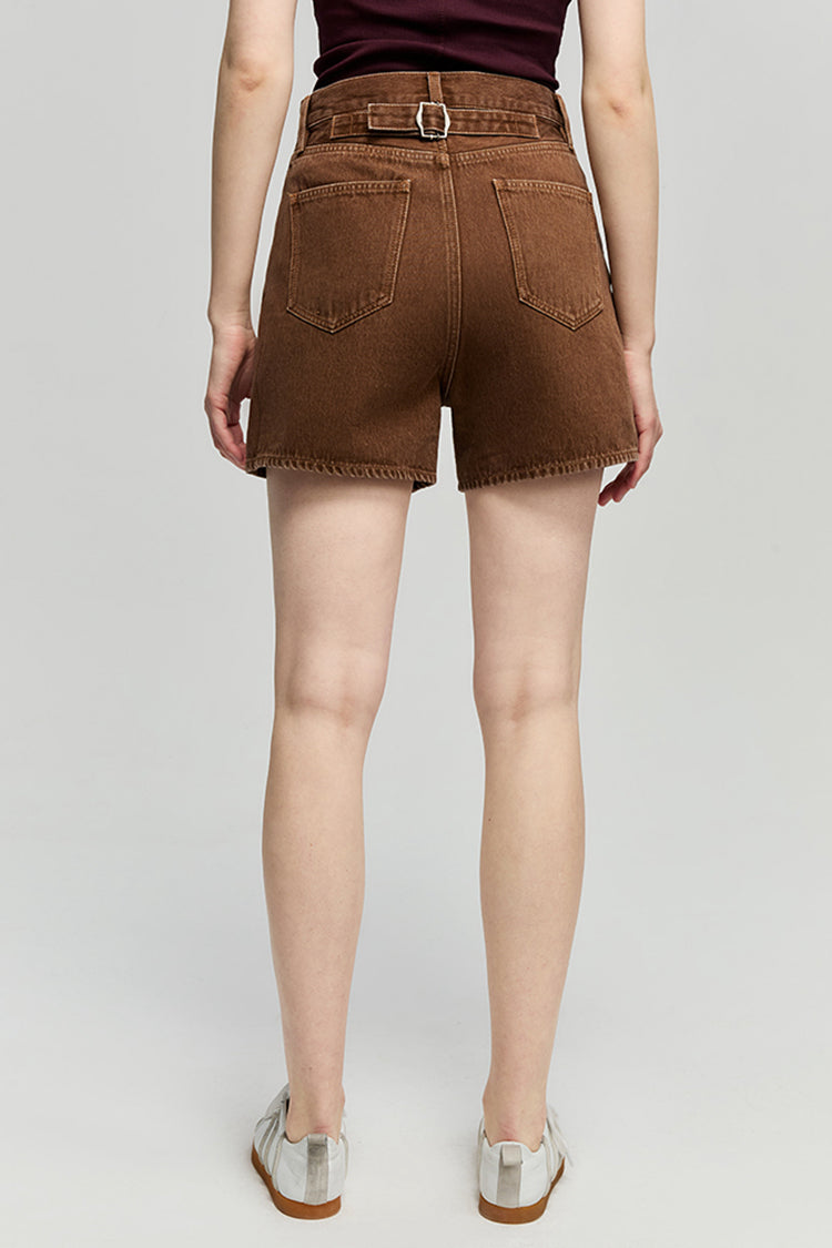 Denim Mid-weight High-rise Shorts Easy Buckle HJ820