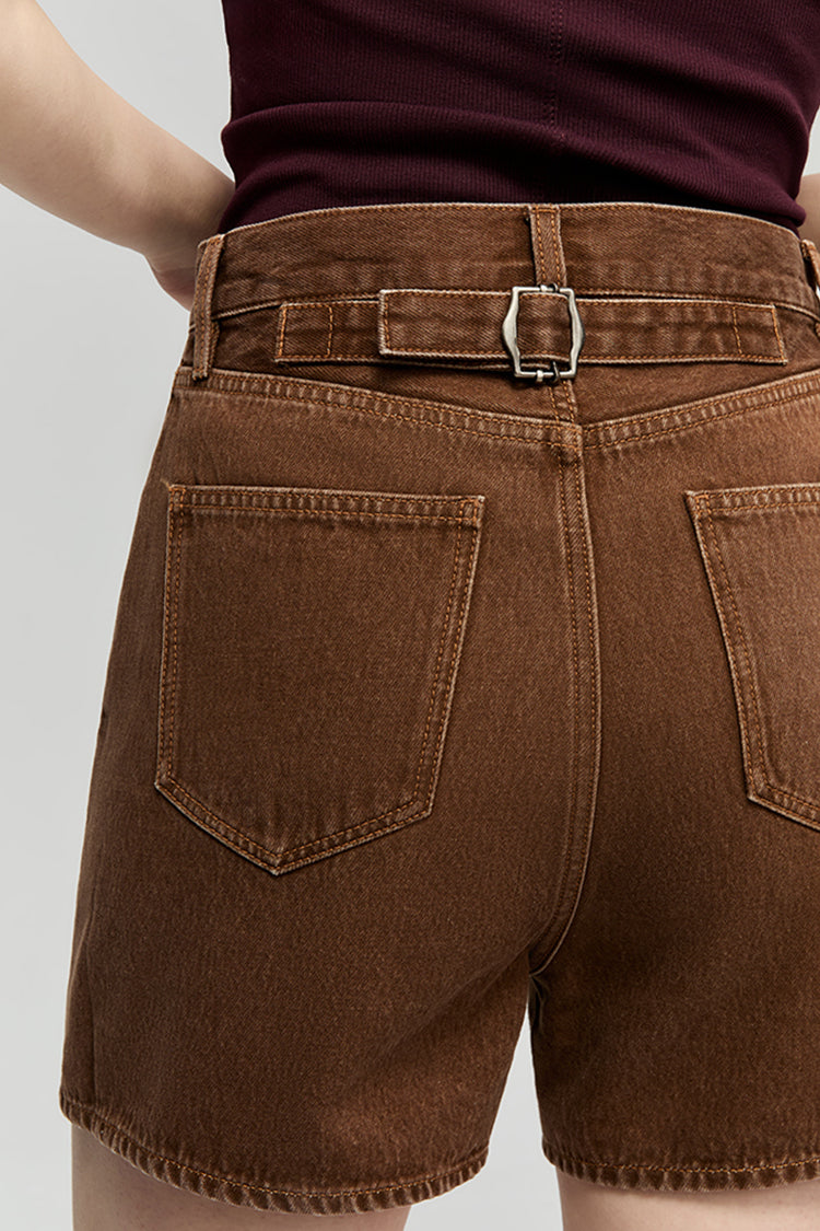 Denim Mid-weight High-rise Shorts Easy Buckle HJ820