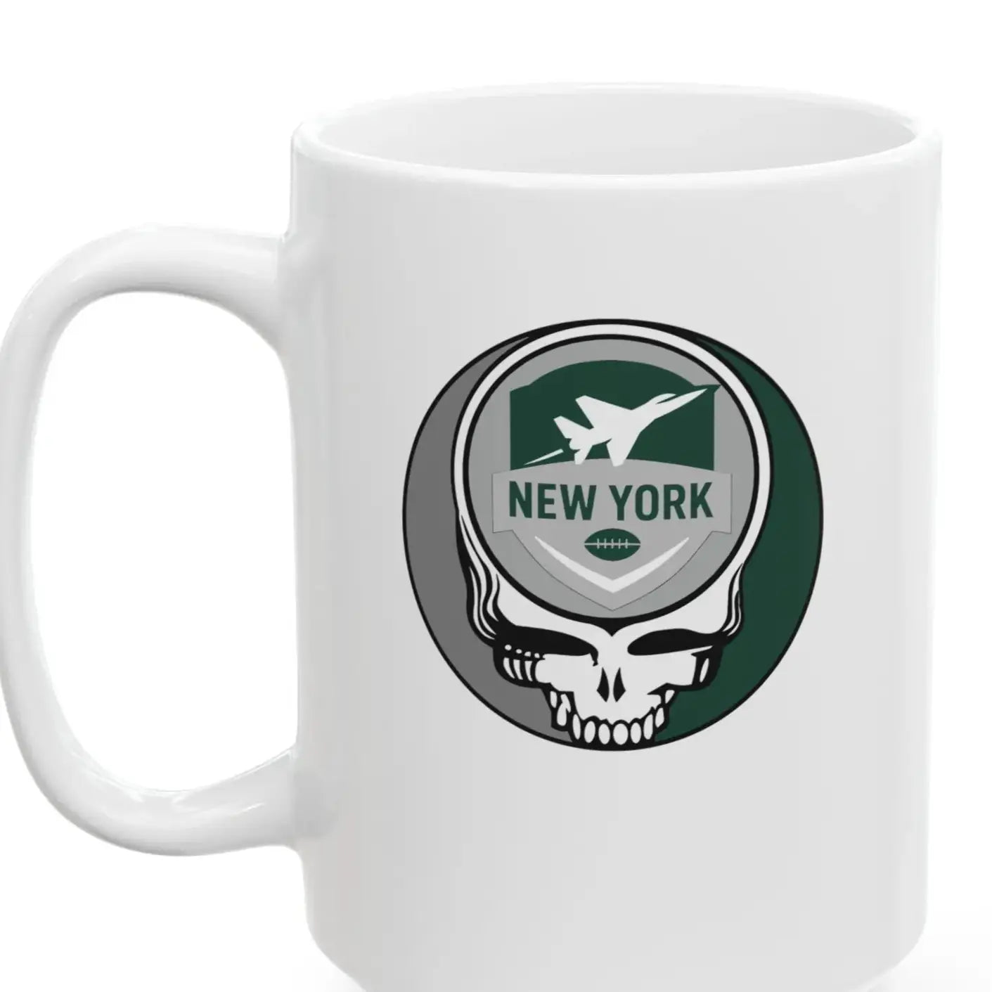 New York Jets Stealie Ceramic Coffee Mug Durable White Ceramic The Gridiron Collection