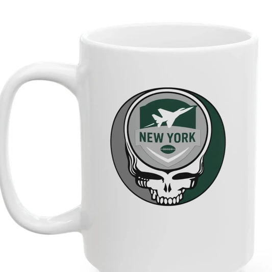 New York Jets Stealie Ceramic Coffee Mug Durable White Ceramic The Gridiron Collection