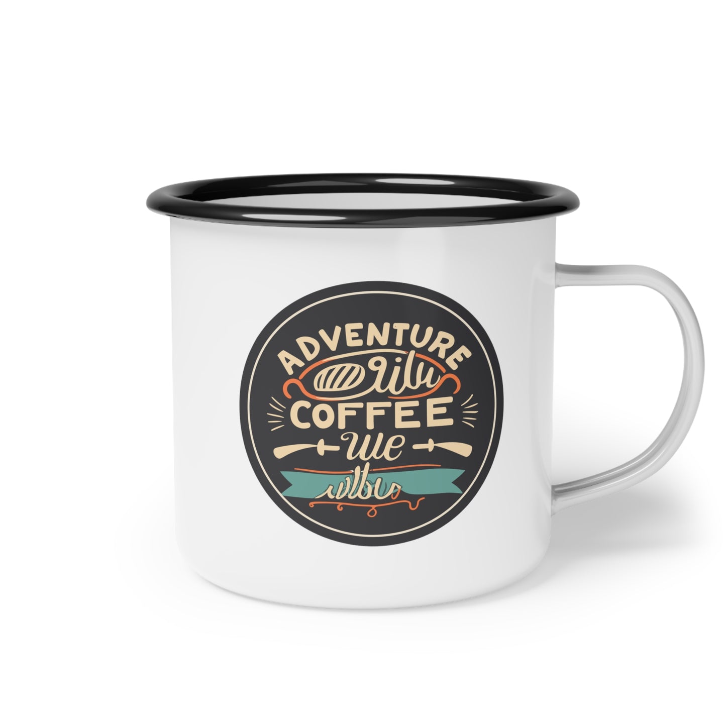 Enamel Camp Cup - Unique Adventure Begins with Coffee Travel Mug