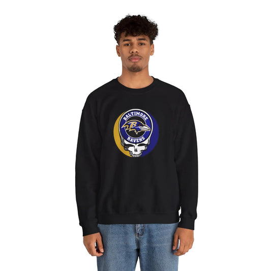 Baltimore Ravens Grateful Dead Stealie Crewneck Sweatshirt The Gridiron Collection