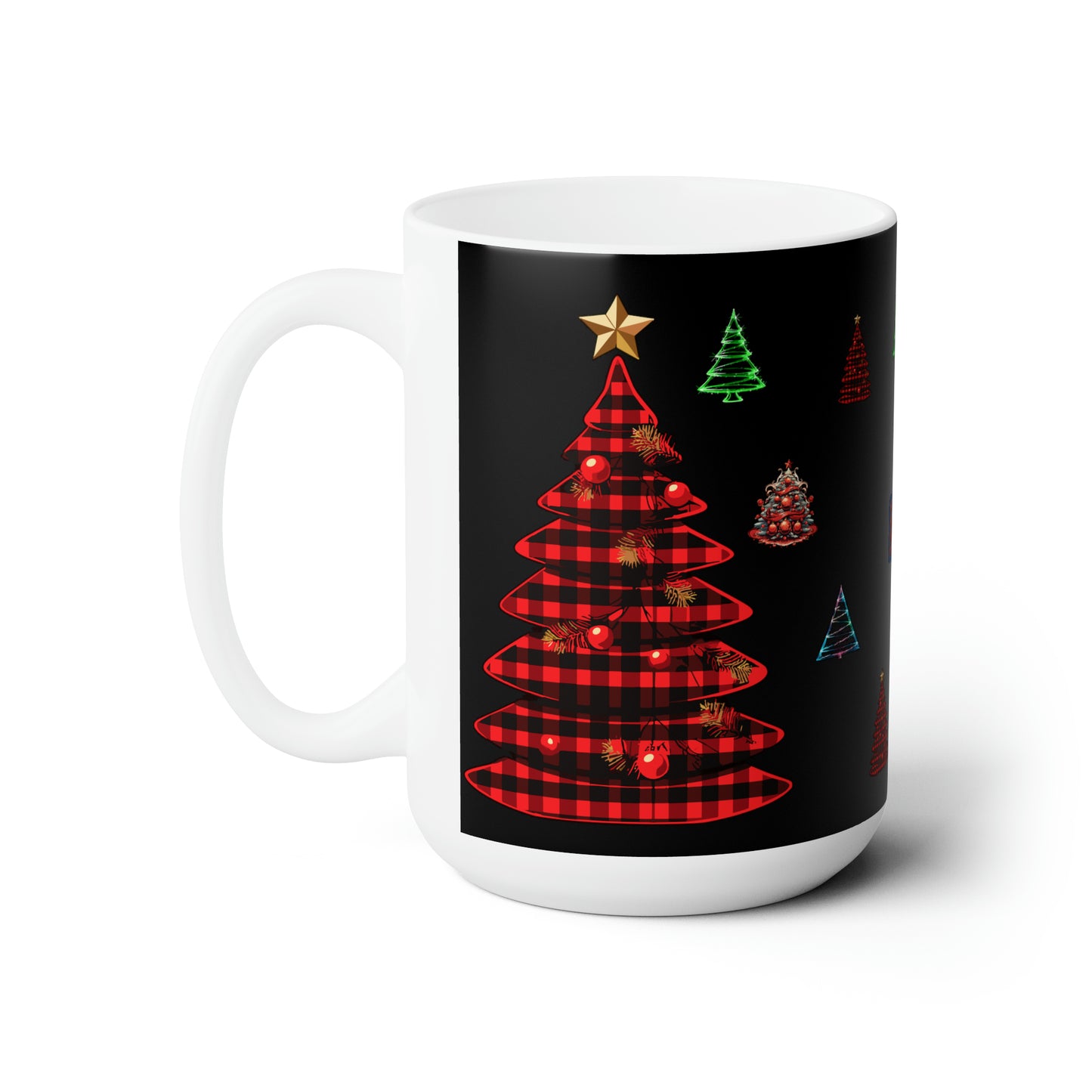 Christmas trees colorful design Ceramic Mug15oz