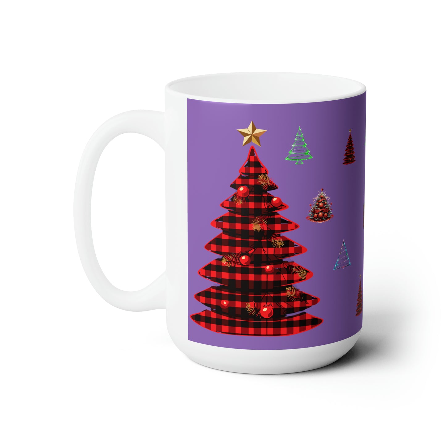 Christmas trees colorful design Light purple Ceramic Mug15oz