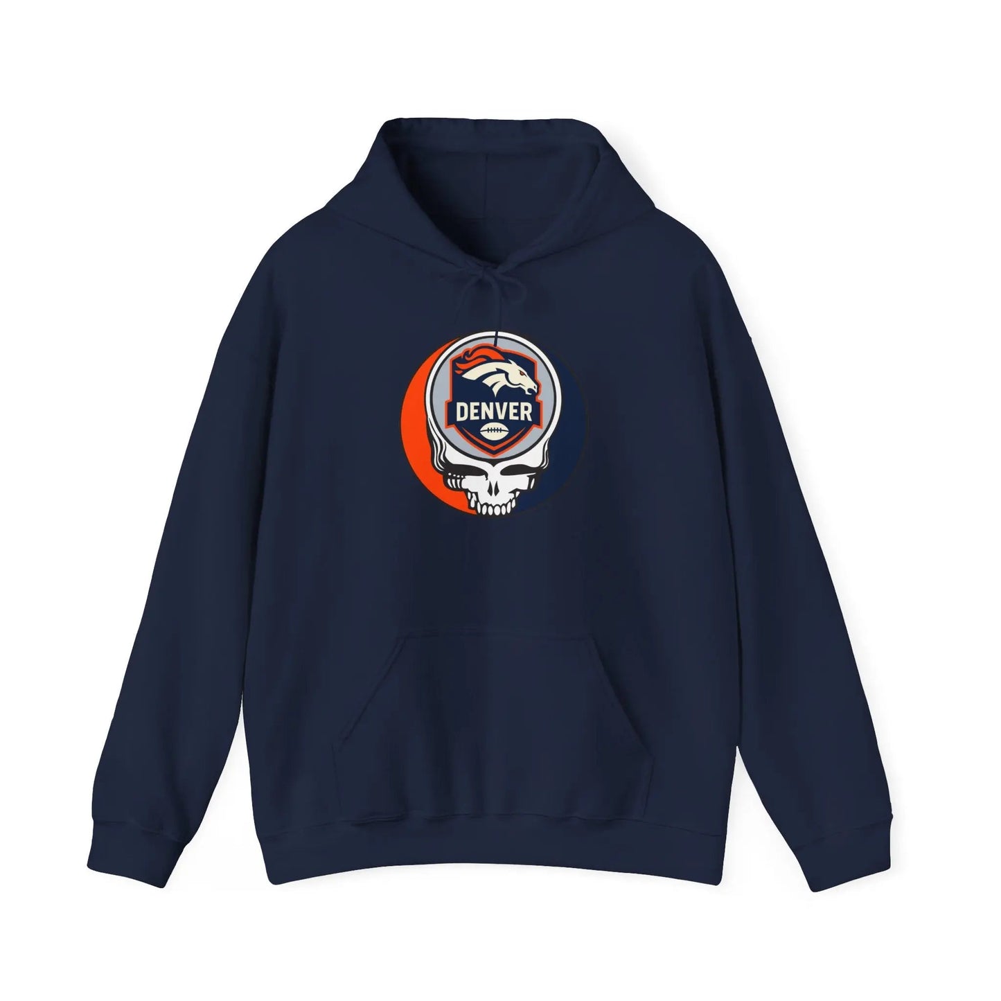 Denver Broncos Stealie Grateful Dead Hooded Sweatshirt Medium-Heavy Fabric NFL