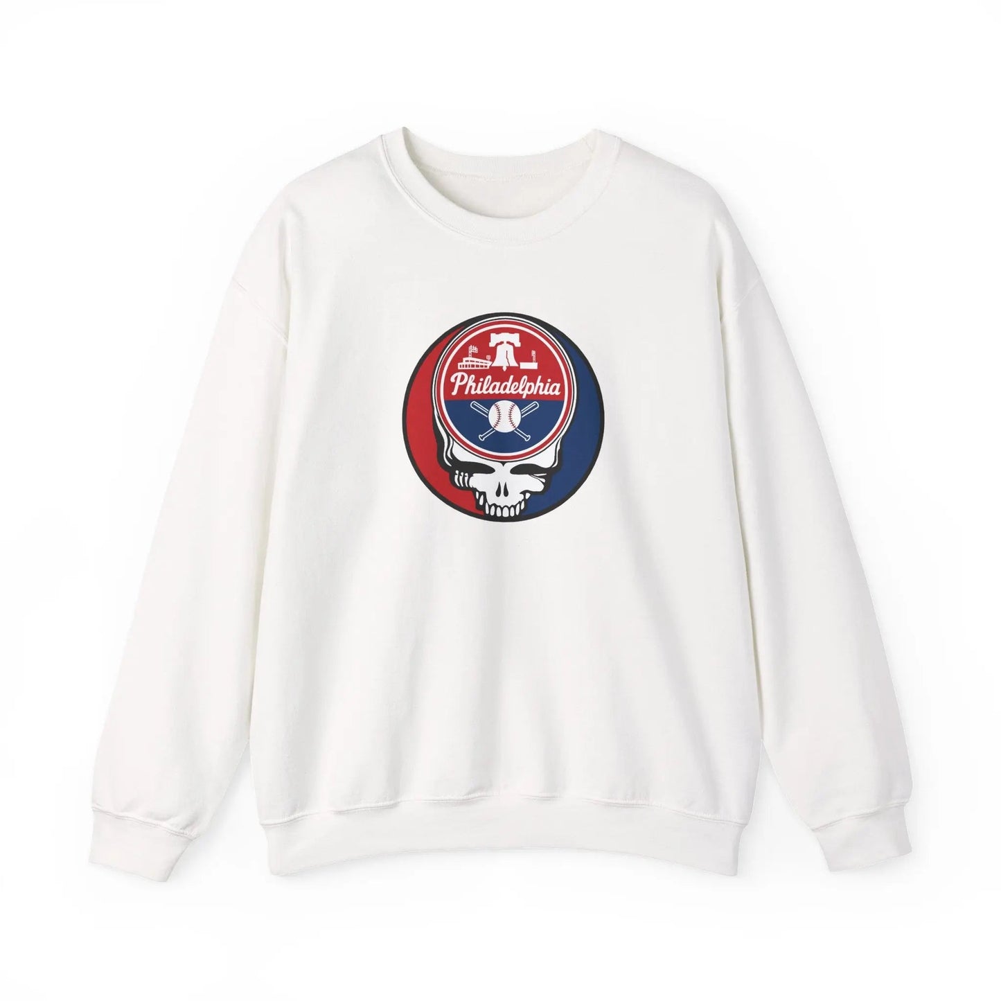Grateful Dead Stealie Crewneck Sweatshirt Heavy Blend Philadelphia Baseball Edition MLB