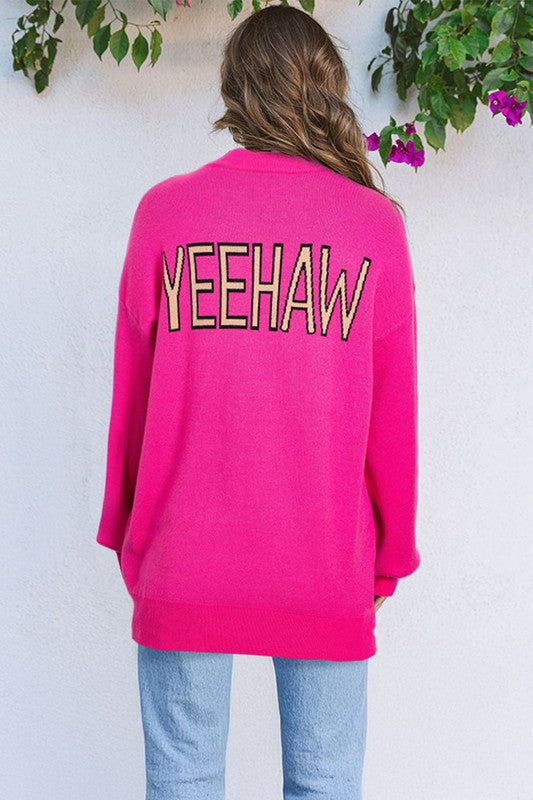 Glowing Hue Drop Shoulder Oversized Sweater Cowboy Hat