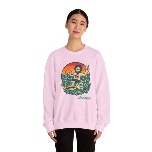 Life is Dead Crewneck Sweatshirt Heavy Blend Waterskiin' Jerry