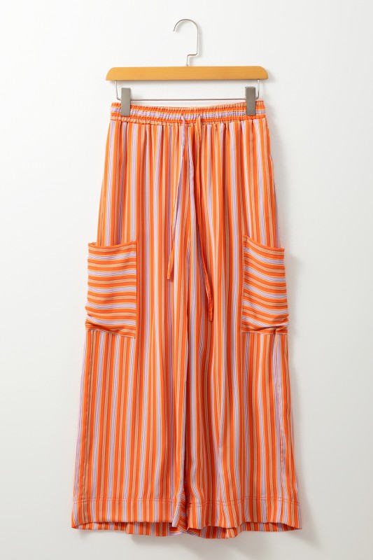 Striped Cropped Palazzo Pocketed Pants