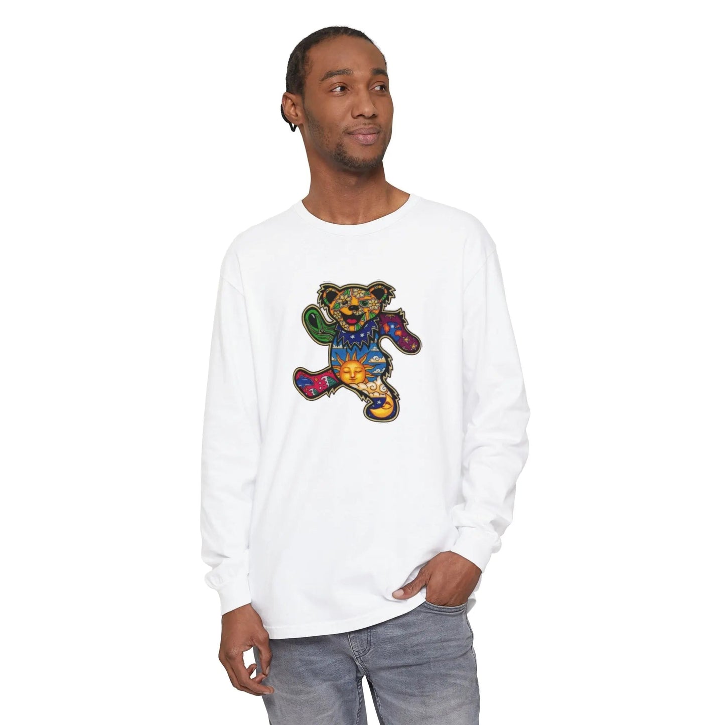 Patchwork Bear Garment-dyed Long Sleeve T-Shirt Vineyard Collection