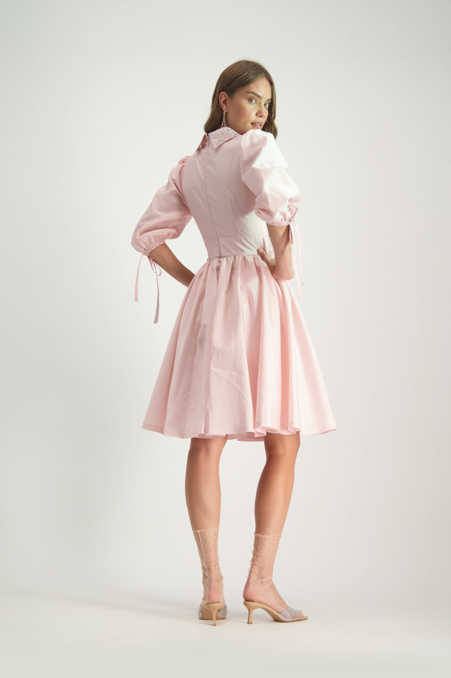 Blush Buttoned Rhinestone Dress Touch Of Class